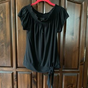 White House Black Market ~Small ~Signature Knit ~Black ~Keyhole & Tie Waist